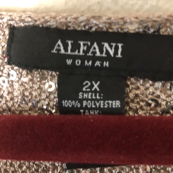 Alfani Sweater M champagne Metallic Long Sleeves Crew Neck Shiny - Picture 2 of 7